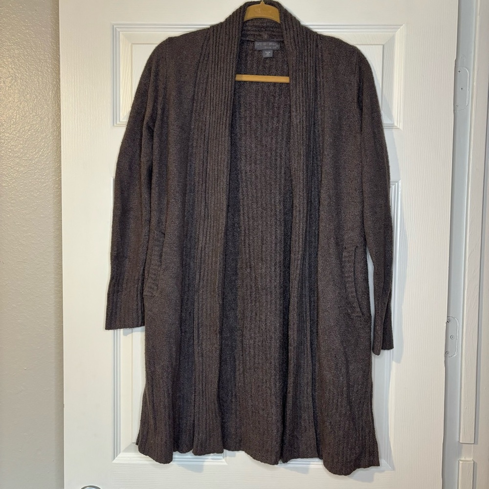 Barefoot Dreams CozyChic Lite Long Cardigan Sweater Size Petite XS Neutral Brown